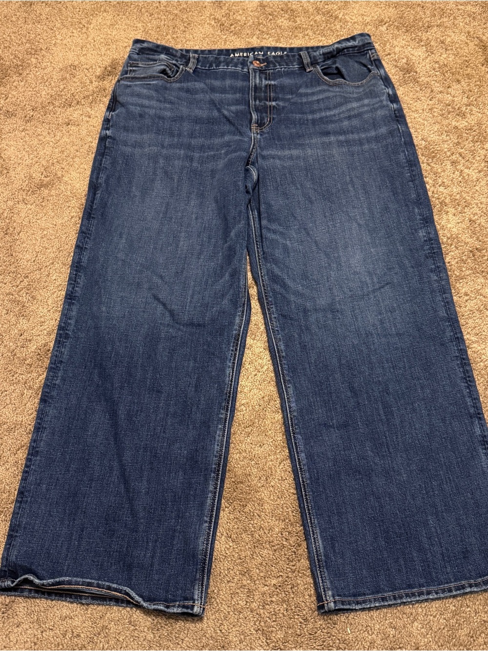 American Eagle Jeans Womens 18 Blue Curvy Stovepipe Wide Leg Baggy 90s